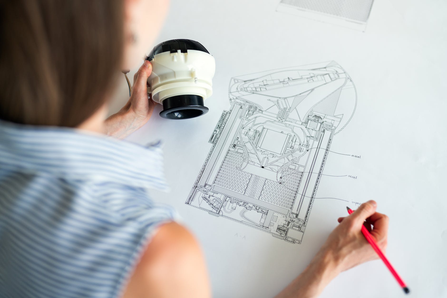 photo of female engineer designing an equipment