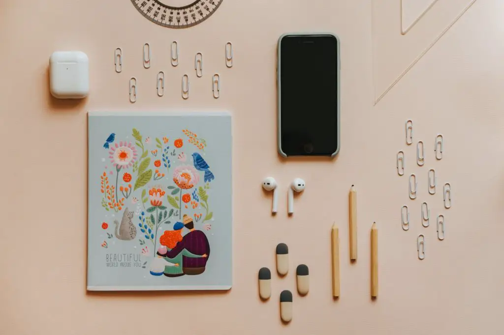 school utensils flatlay